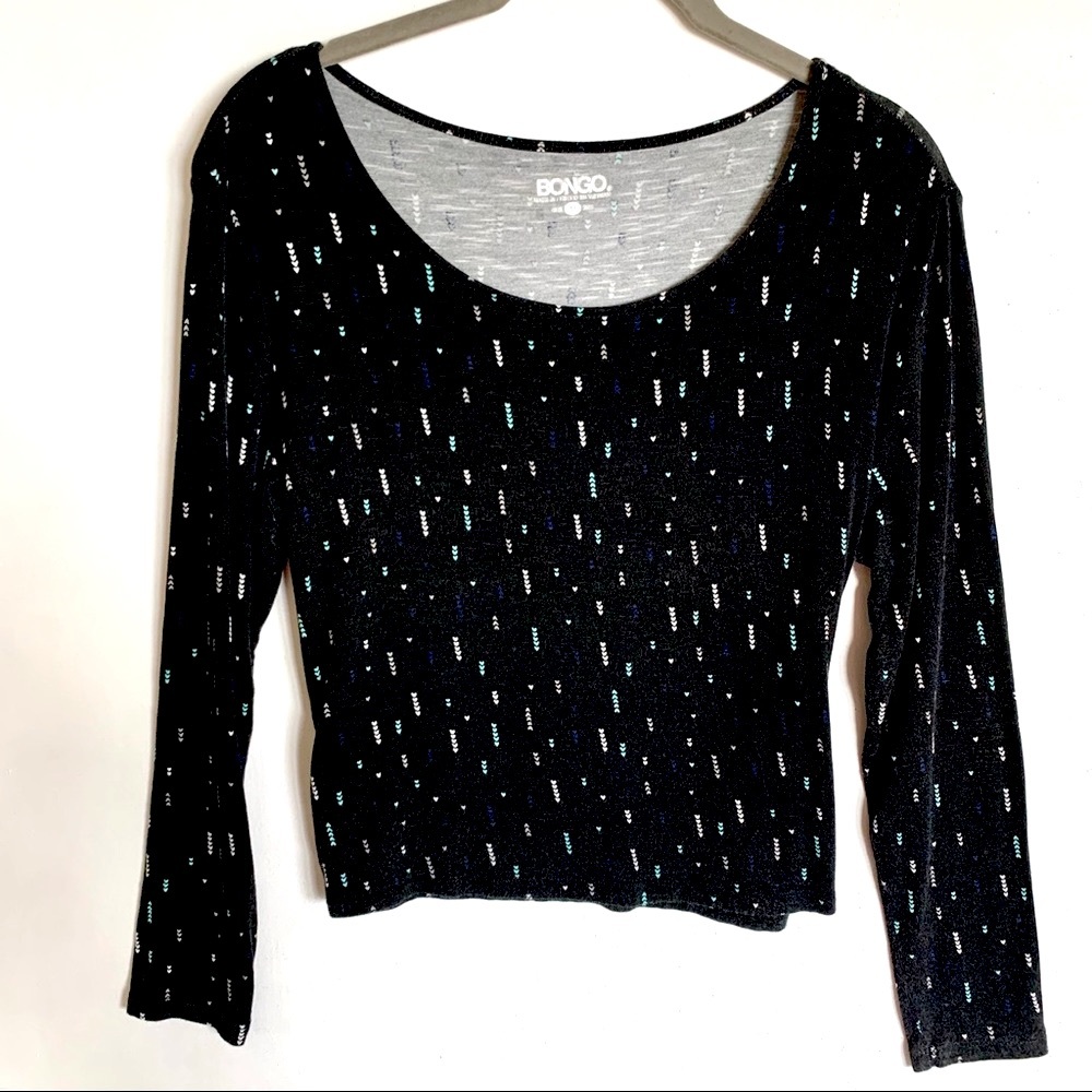 BONGO Scoop Neck Long Sleeve Crop Top Tee